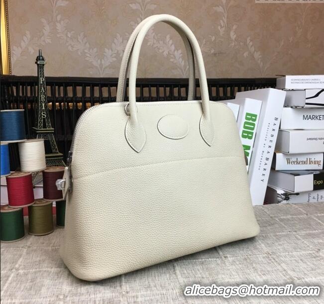 Youthful Grade Hermes Bolide 31 Bag in Original Togo Leather H2801 Milk White