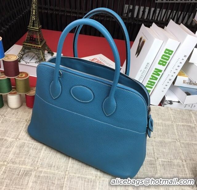 Low Price Hermes Bolide 31 Bag in Original Togo Leather H2801 Denim Blue