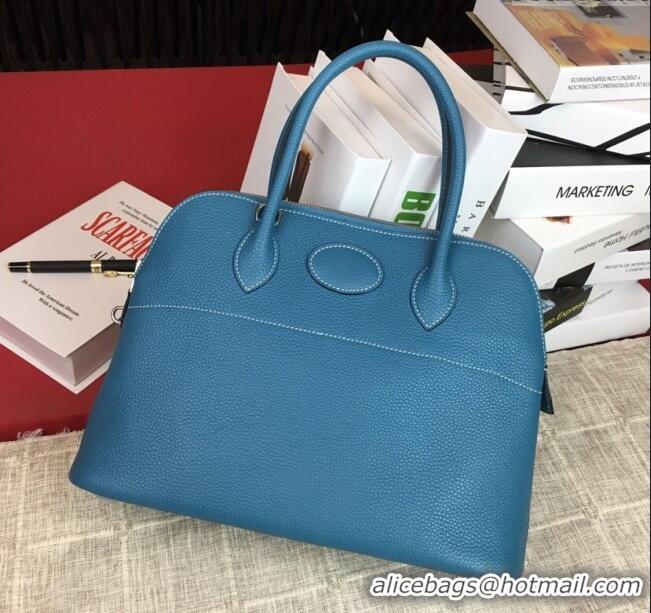 Low Price Hermes Bolide 31 Bag in Original Togo Leather H2801 Denim Blue