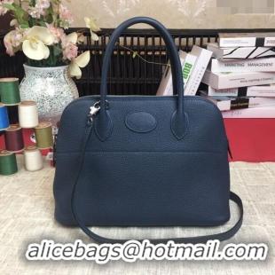 Traditional Specials Hermes Bolide 31 Bag in Original Togo Leather H2801 Navy Blue (Half Handmade)