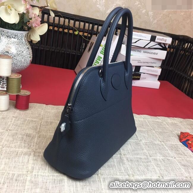 Traditional Specials Hermes Bolide 31 Bag in Original Togo Leather H2801 Navy Blue (Half Handmade)