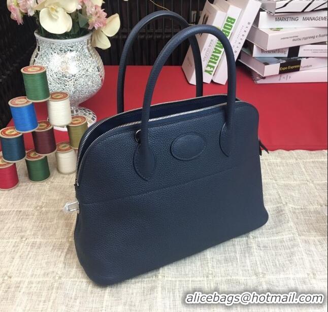 Traditional Specials Hermes Bolide 31 Bag in Original Togo Leather H2801 Navy Blue (Half Handmade)