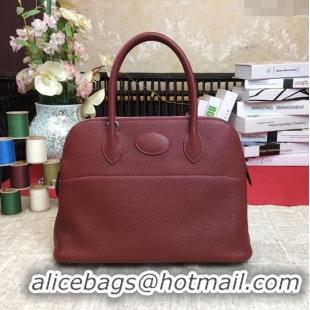 Well Crafted Hermes Bolide 31 Bag in Original Togo Leather H2801 Burgundy (Half Handmade)