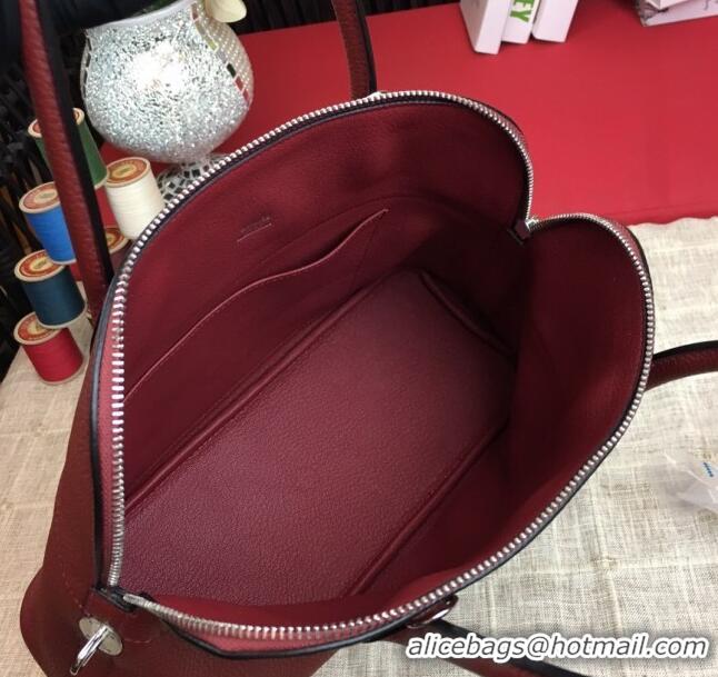 Well Crafted Hermes Bolide 31 Bag in Original Togo Leather H2801 Burgundy (Half Handmade)