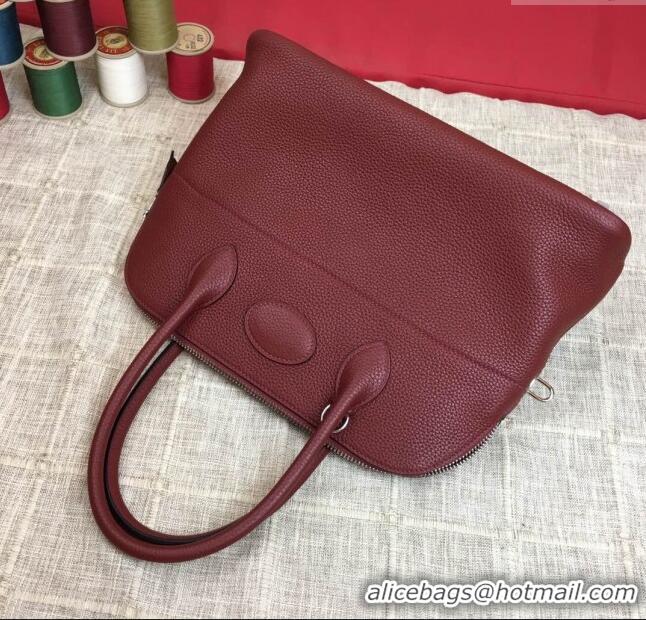 Well Crafted Hermes Bolide 31 Bag in Original Togo Leather H2801 Burgundy (Half Handmade)