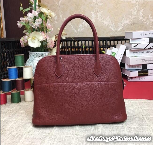 Well Crafted Hermes Bolide 31 Bag in Original Togo Leather H2801 Burgundy (Half Handmade)