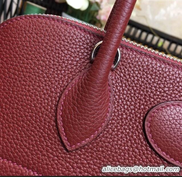 Well Crafted Hermes Bolide 31 Bag in Original Togo Leather H2801 Burgundy (Half Handmade)