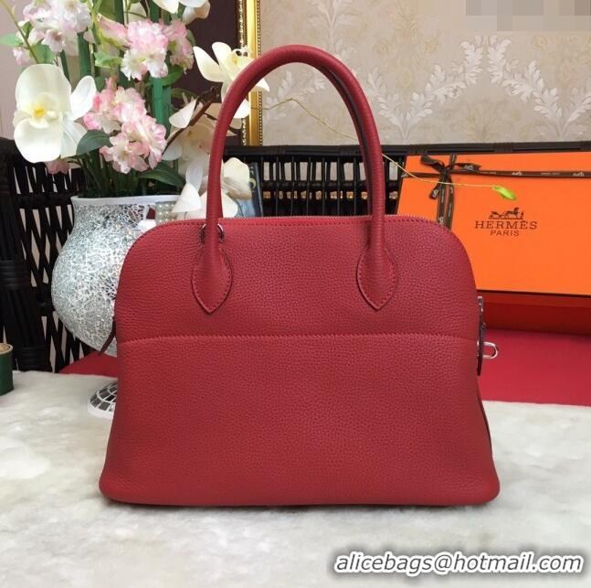 Luxury Cheap Hermes Bolide 31 Bag in Original Togo Leather H2801 Red (Half Handmade)