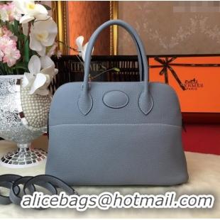 Most Popular Hermes Bolide 31 Bag in Original Togo Leather H2801 Linen Blue (Half Handmade)