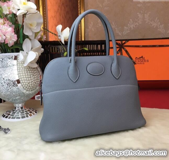 Most Popular Hermes Bolide 31 Bag in Original Togo Leather H2801 Linen Blue (Half Handmade)