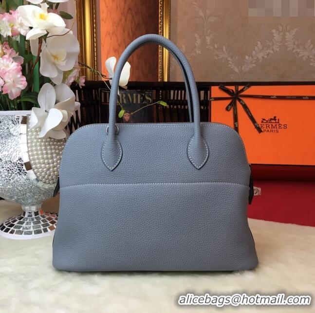 Most Popular Hermes Bolide 31 Bag in Original Togo Leather H2801 Linen Blue (Half Handmade)