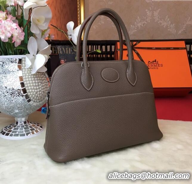 Luxury Discount Hermes Bolide 31 Bag in Original Togo Leather H2801 Etoupe Grey (Half Handmade)