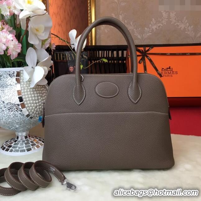 Luxury Discount Hermes Bolide 31 Bag in Original Togo Leather H2801 Etoupe Grey (Half Handmade)