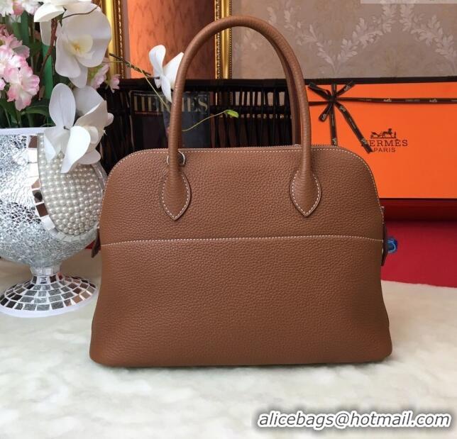 Well Crafted Hermes Bolide 31 Bag in Original Togo Leather H2801 Brown (Half Handmade)