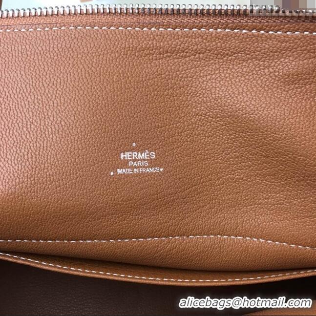 Well Crafted Hermes Bolide 31 Bag in Original Togo Leather H2801 Brown (Half Handmade)