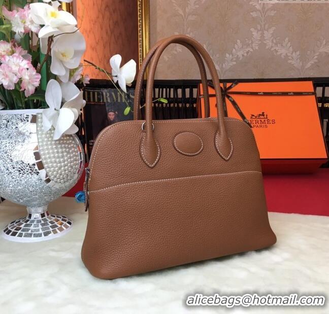 Well Crafted Hermes Bolide 31 Bag in Original Togo Leather H2801 Brown (Half Handmade)