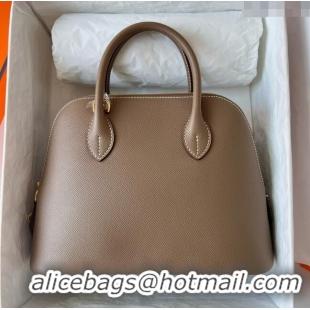 Top Design Hermes Bolide 1923-25 Bag in Origianl Epsom Leather H3121 Etoupe Grey (Handmade)