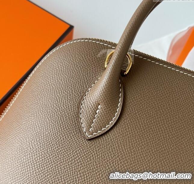 Top Design Hermes Bolide 1923-25 Bag in Origianl Epsom Leather H3121 Etoupe Grey (Handmade)