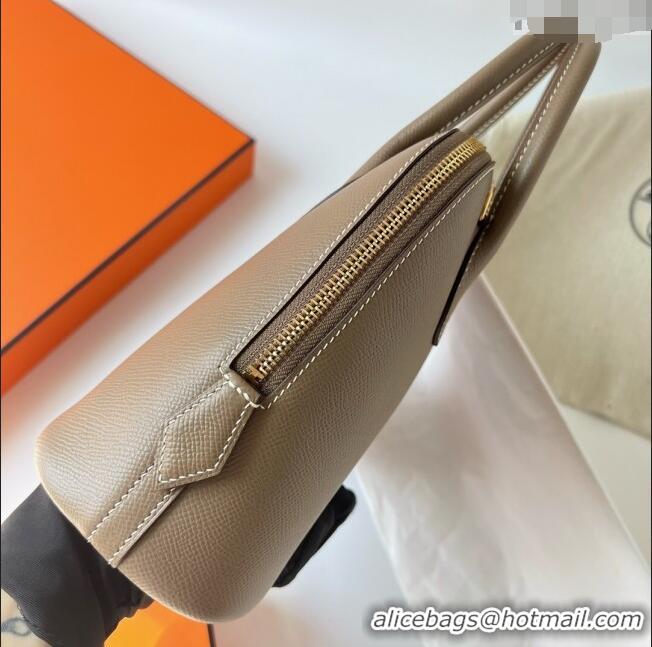 Top Design Hermes Bolide 1923-25 Bag in Origianl Epsom Leather H3121 Etoupe Grey (Handmade)