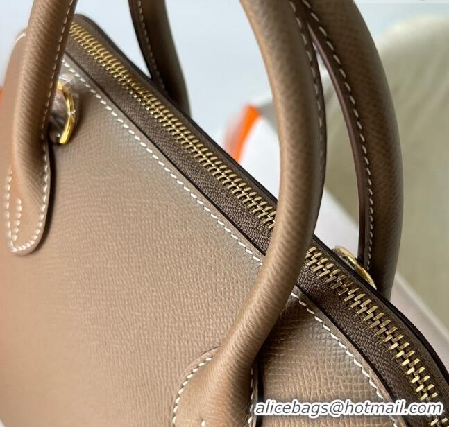 Top Design Hermes Bolide 1923-25 Bag in Origianl Epsom Leather H3121 Etoupe Grey (Handmade)