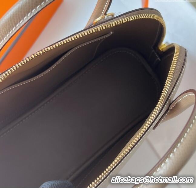 Top Design Hermes Bolide 1923-25 Bag in Origianl Epsom Leather H3121 Etoupe Grey (Handmade)