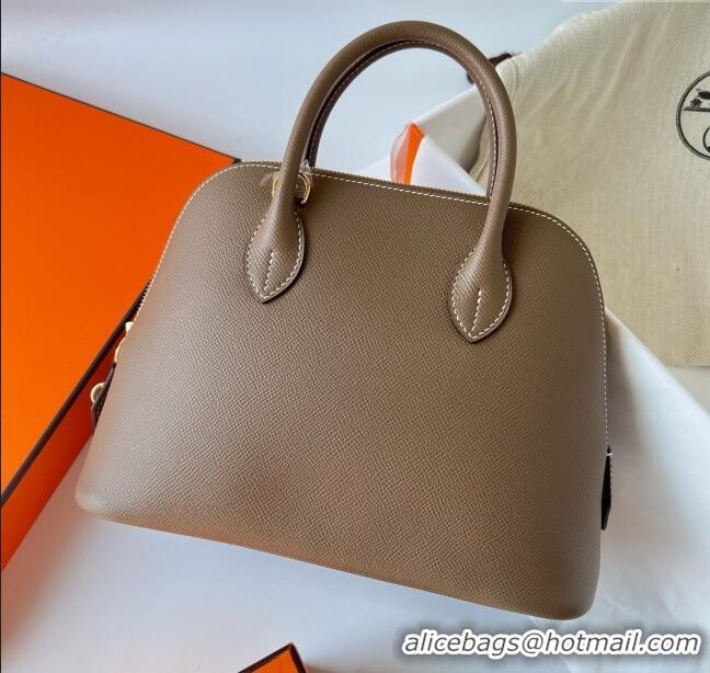 Top Design Hermes Bolide 1923-25 Bag in Origianl Epsom Leather H3121 Etoupe Grey (Handmade)