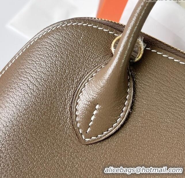 Classic Best Hermes Bolide 1923 Mini Bag in Origianl Chevre Leather H3114 Etoupe Grey (Handmade)