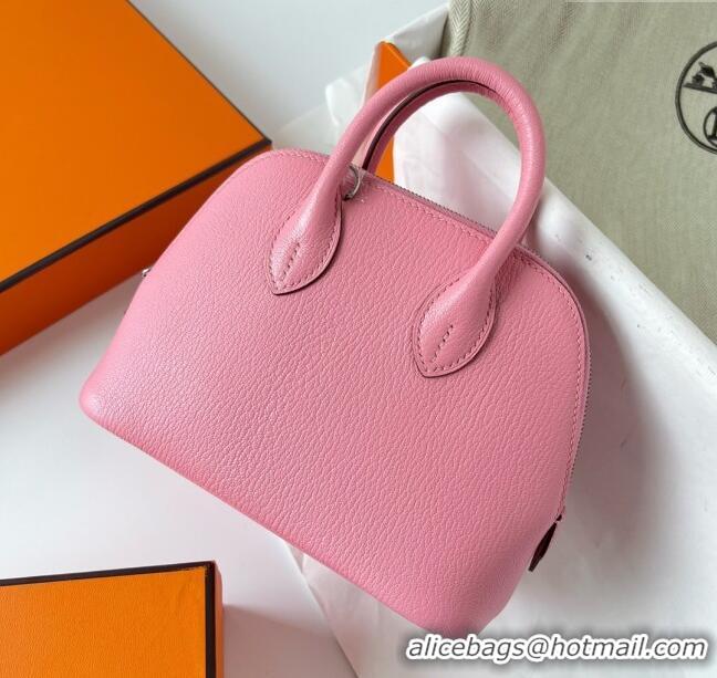 Inexpensive Hermes Bolide 1923 Mini Bag in Origianl Chevre Leather H3114 Milkshake Pink (Handmade)