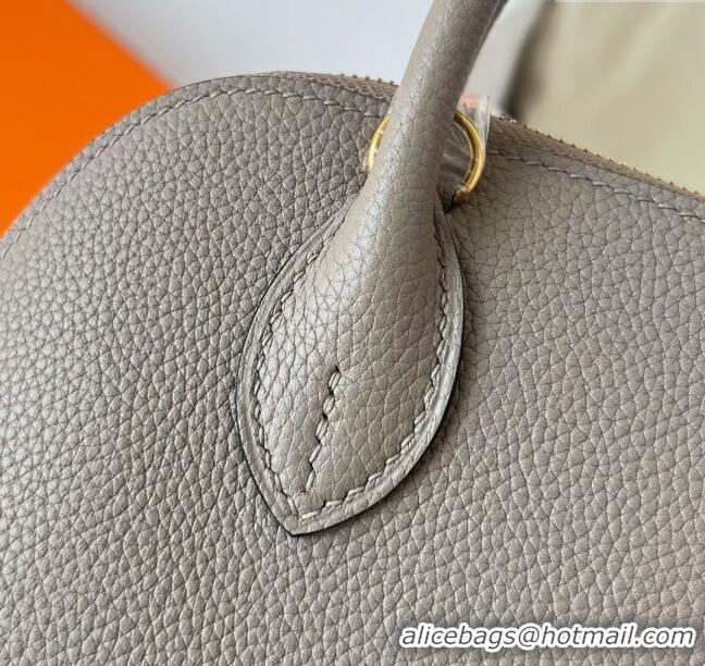 Top Quality Hermes Bolide 1923 Mini Bag in Origianl Chevre Leather H3114 Grey (Handmade)