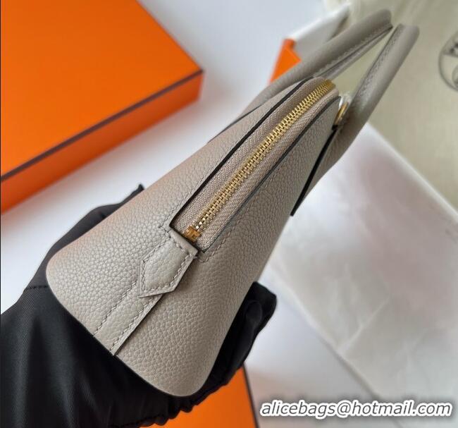 Top Quality Hermes Bolide 1923 Mini Bag in Origianl Chevre Leather H3114 Grey (Handmade)