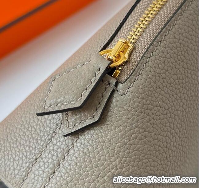 Top Quality Hermes Bolide 1923 Mini Bag in Origianl Chevre Leather H3114 Grey (Handmade)