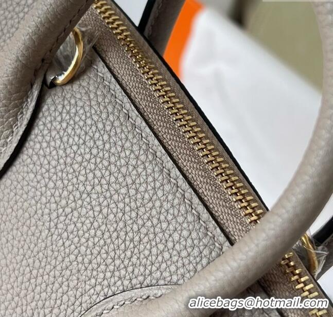 Top Quality Hermes Bolide 1923 Mini Bag in Origianl Chevre Leather H3114 Grey (Handmade)