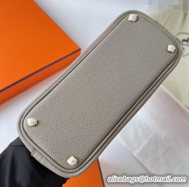 Top Quality Hermes Bolide 1923 Mini Bag in Origianl Chevre Leather H3114 Grey (Handmade)