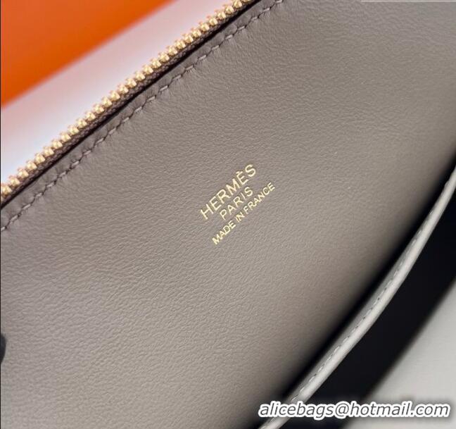 Top Quality Hermes Bolide 1923 Mini Bag in Origianl Chevre Leather H3114 Grey (Handmade)