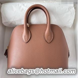 Shop Design Hermes Bolide 1923 Mini Bag in Origianl Chevre Leather H3114 Dark Brown (Handmade)