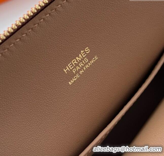 Shop Design Hermes Bolide 1923 Mini Bag in Origianl Chevre Leather H3114 Dark Brown (Handmade)