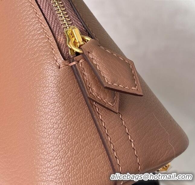 Shop Design Hermes Bolide 1923 Mini Bag in Origianl Chevre Leather H3114 Dark Brown (Handmade)