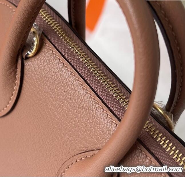 Shop Design Hermes Bolide 1923 Mini Bag in Origianl Chevre Leather H3114 Dark Brown (Handmade)