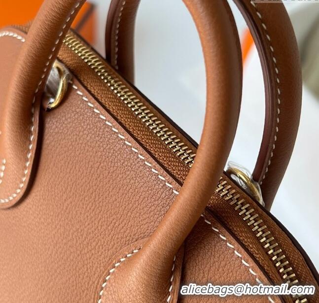 Grade Promotional Hermes Bolide 1923 Mini Bag in Origianl Chevre Leather H3114 Brown (Handmade)