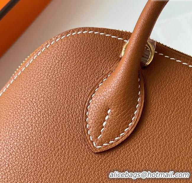 Grade Promotional Hermes Bolide 1923 Mini Bag in Origianl Chevre Leather H3114 Brown (Handmade)