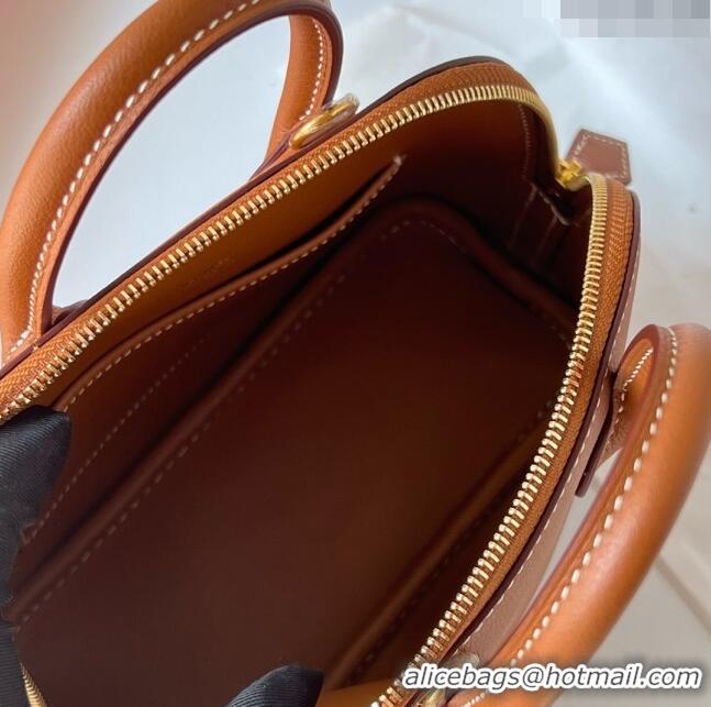 Grade Promotional Hermes Bolide 1923 Mini Bag in Origianl Chevre Leather H3114 Brown (Handmade)