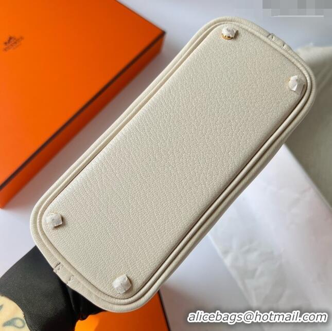 New Fashion Hermes Bolide 1923 Mini Bag in Origianl Chevre Leather H3114 Cream White (Handmade)