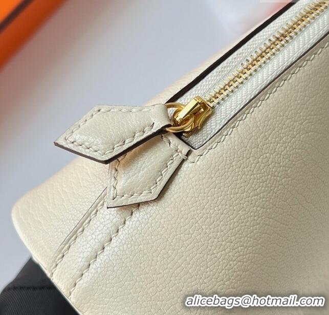 New Fashion Hermes Bolide 1923 Mini Bag in Origianl Chevre Leather H3114 Cream White (Handmade)