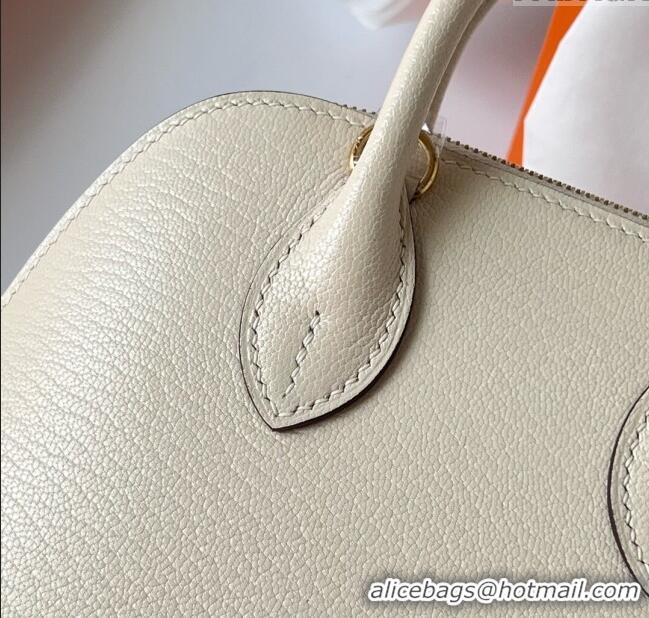 New Fashion Hermes Bolide 1923 Mini Bag in Origianl Chevre Leather H3114 Cream White (Handmade)