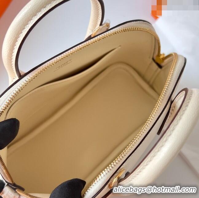 New Fashion Hermes Bolide 1923 Mini Bag in Origianl Chevre Leather H3114 Cream White (Handmade)