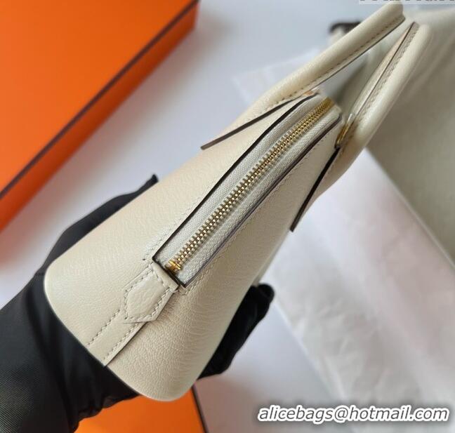 New Fashion Hermes Bolide 1923 Mini Bag in Origianl Chevre Leather H3114 Cream White (Handmade)