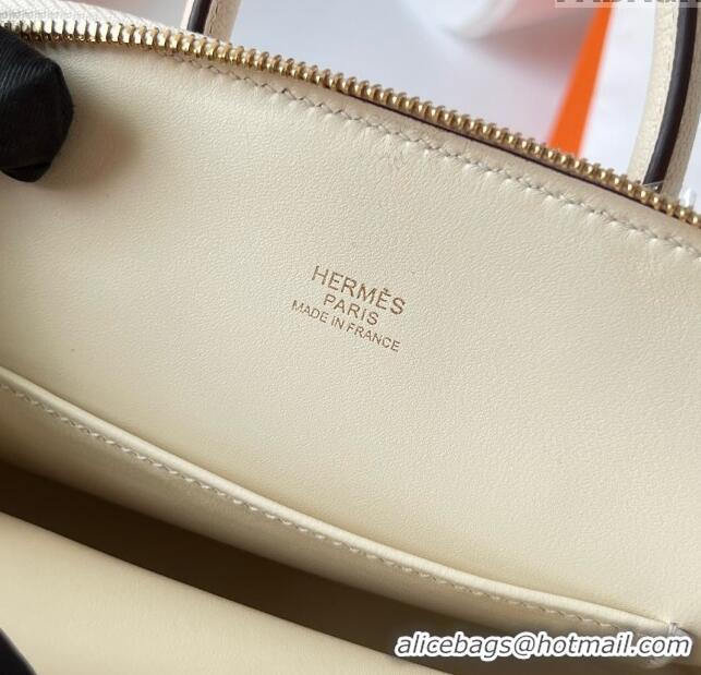 New Fashion Hermes Bolide 1923 Mini Bag in Origianl Chevre Leather H3114 Cream White (Handmade)