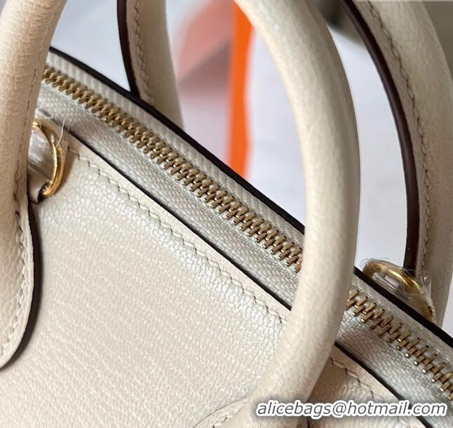 New Fashion Hermes Bolide 1923 Mini Bag in Origianl Chevre Leather H3114 Cream White (Handmade)