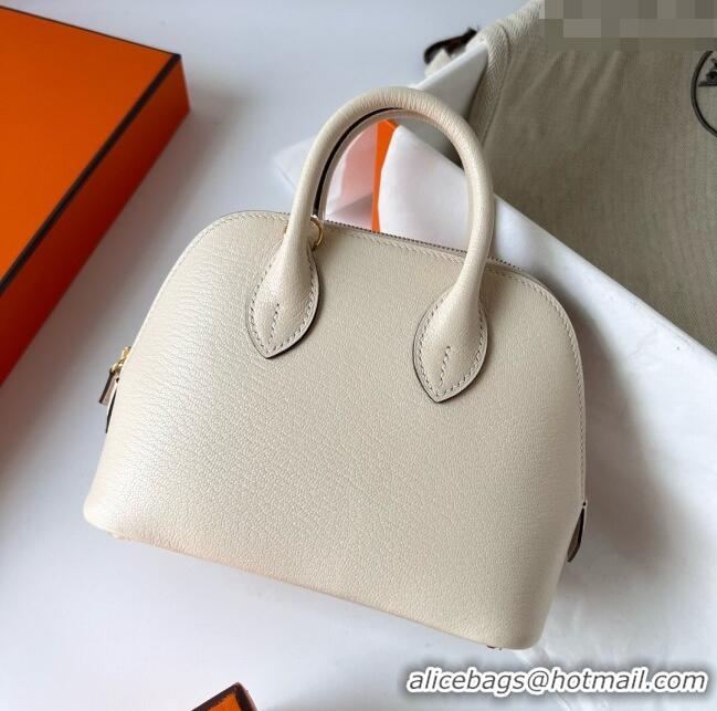 New Fashion Hermes Bolide 1923 Mini Bag in Origianl Chevre Leather H3114 Cream White (Handmade)