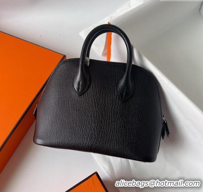 Super Quality Hermes Bolide 1923 Mini Bag in Origianl Chevre Leather H3114 Black (Handmade)